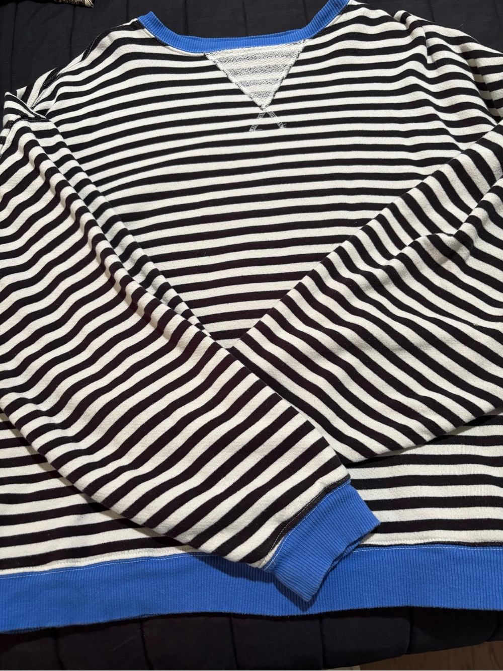 We The Free Black & White Striped Top with Bright Blue Trim - Picture 3 of 7